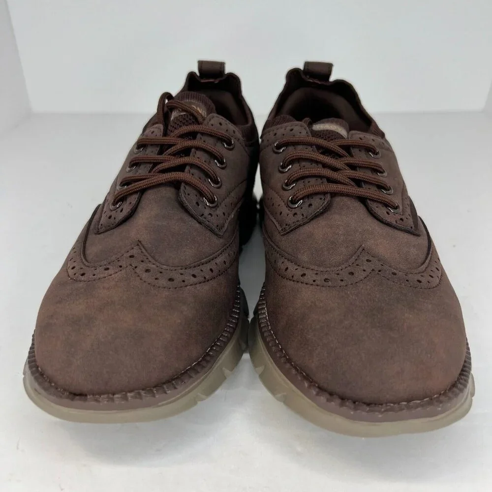 Haoyundong Mens Brown Oxford Faux Leather Casual Fashion Low Top Size 7 Shoes